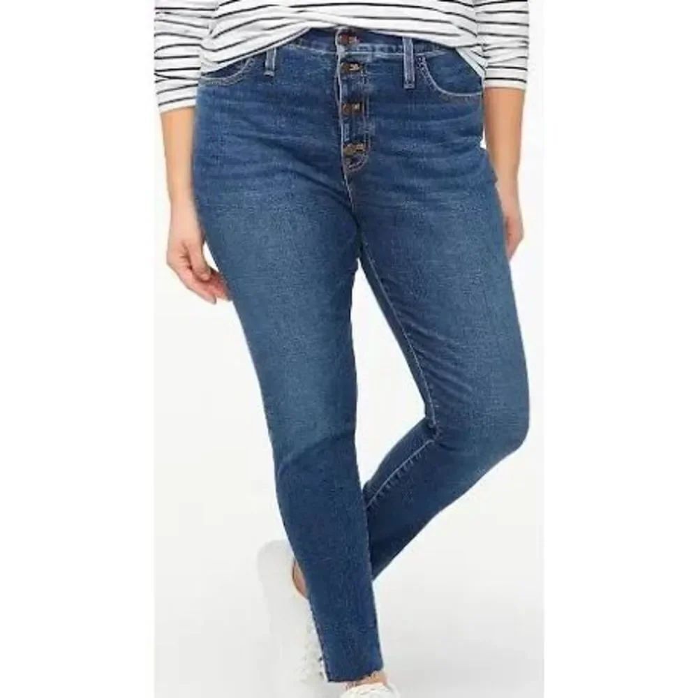 J Crew dark wash button fly 11” rise skinny jeans